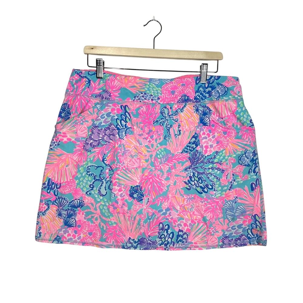 Lilly Pulitzer Luxletic Maryana Skort Splendor in the Sand Pockets Golf Sz XL